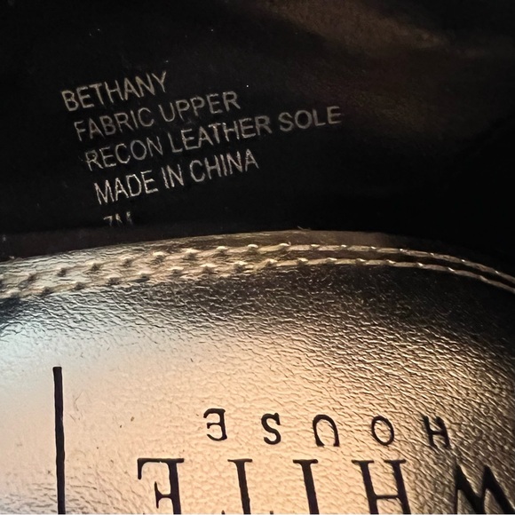 White House Black Market Black Satin Floral Beaded High Heels Open Toe Design 7M - Picture 14 of 17